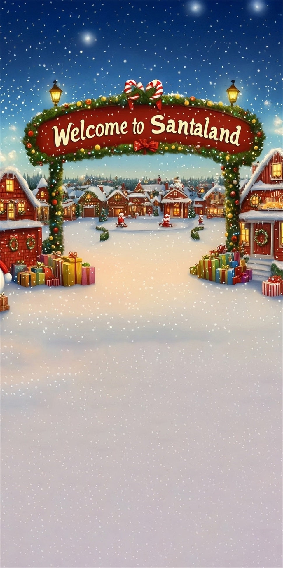Toile de fond Noël Porte de Ville Bienvenue à Santaland MRR8-114