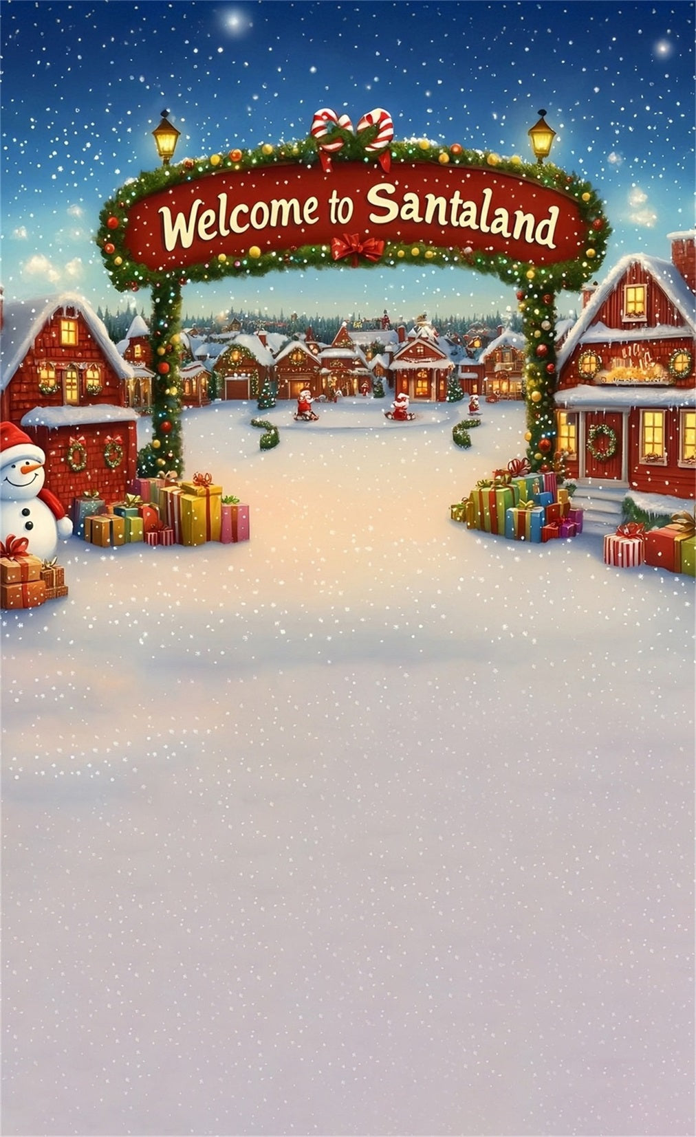 Toile de fond Noël Porte de Ville Bienvenue à Santaland MRR8-114