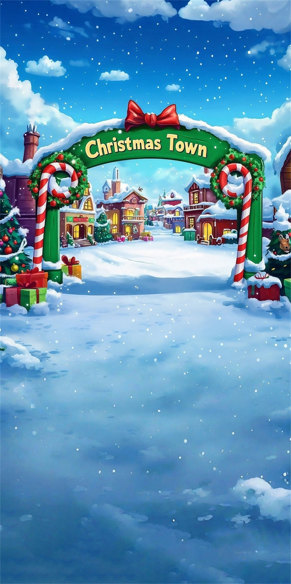 Toile de fond photo Noël Porte d’Entrée Ville Sucre d’Orge MRR8-118