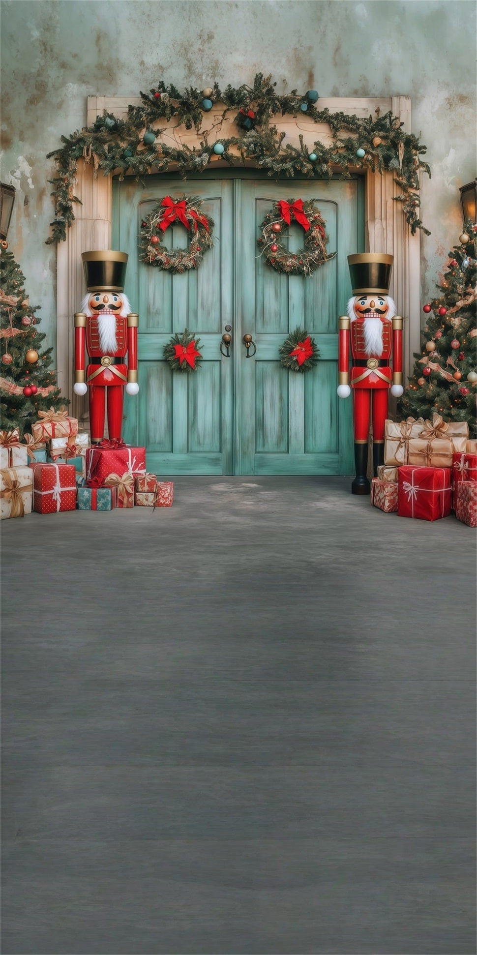 Toile de fond photo Noël Porte Bleue Casse-Noisette en Bois MRR8-120