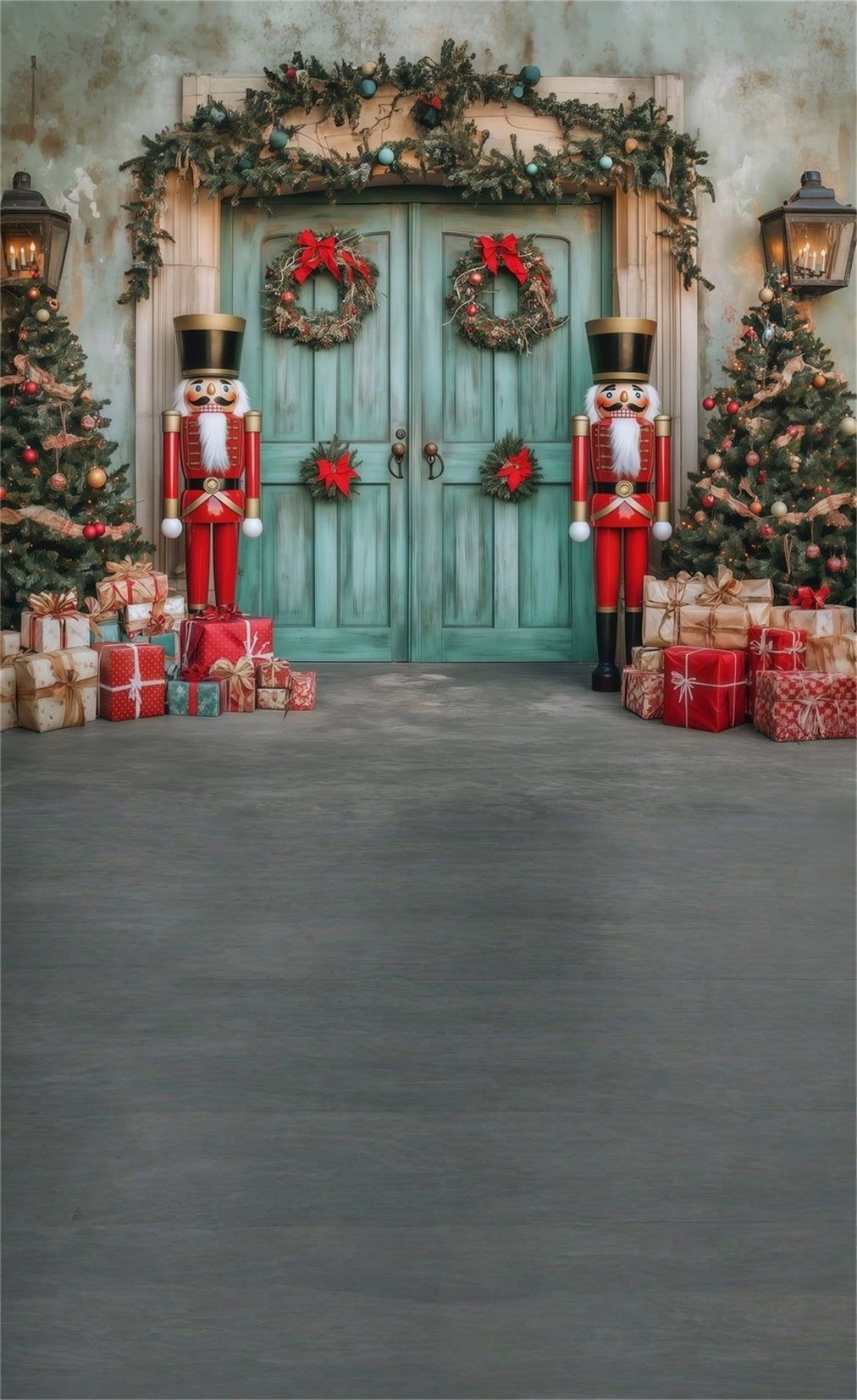 Toile de fond photo Noël Porte Bleue Casse-Noisette en Bois MRR8-120