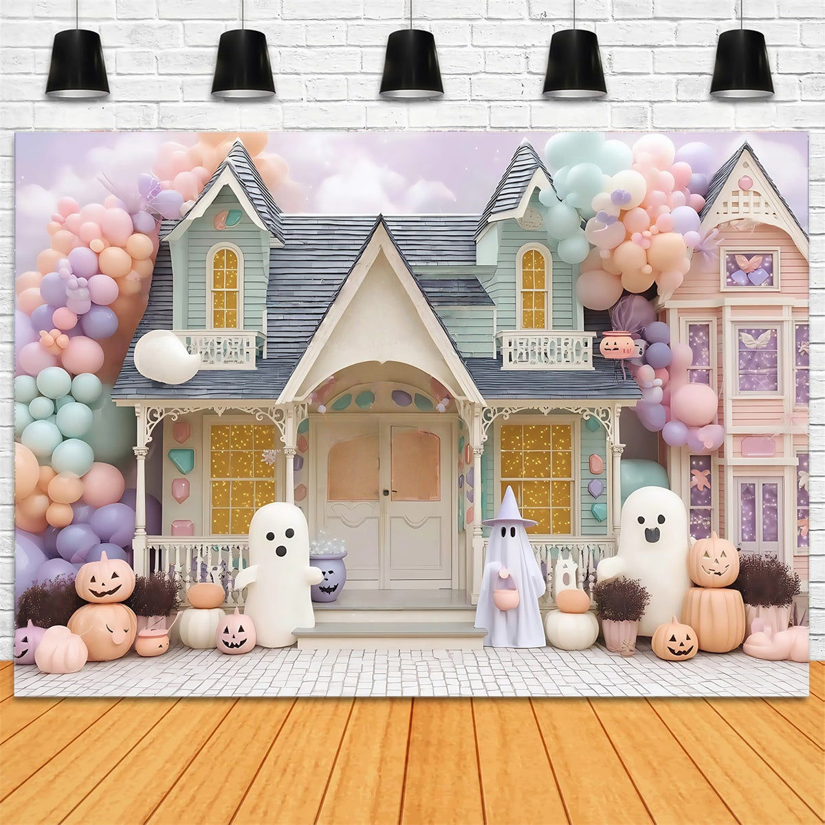 Toile de fond photo halloween Maison de Bonbons Hantée Pastel MRR8-19