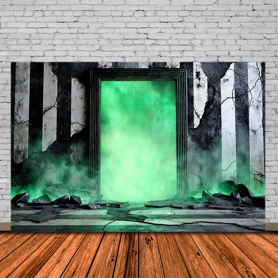 Fond studio halloween Portail Néon Vert Ruines MRR8-20