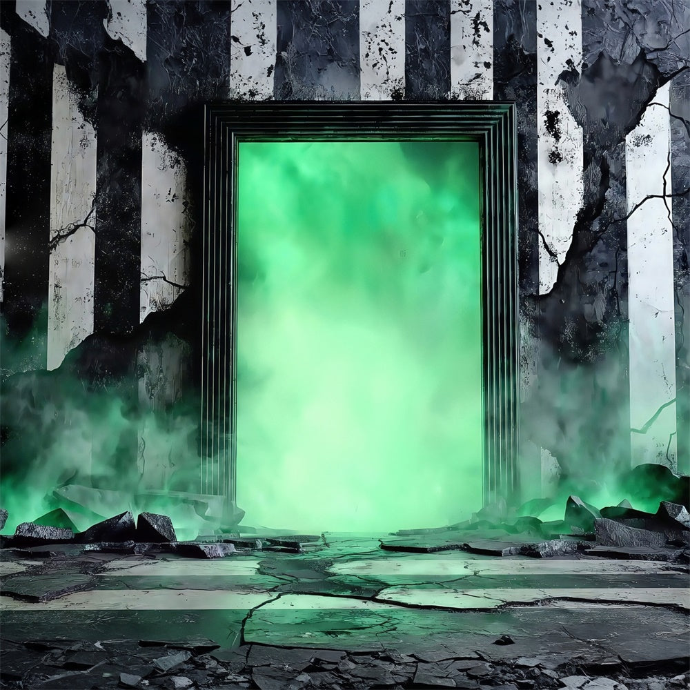 Fond studio halloween Portail Néon Vert Ruines MRR8-20