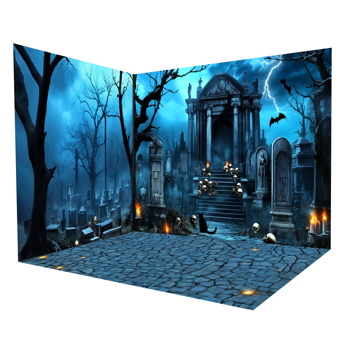 Ensemble de Salle Halloween Crypte Ancienne Crânes Tombes MRR8-255