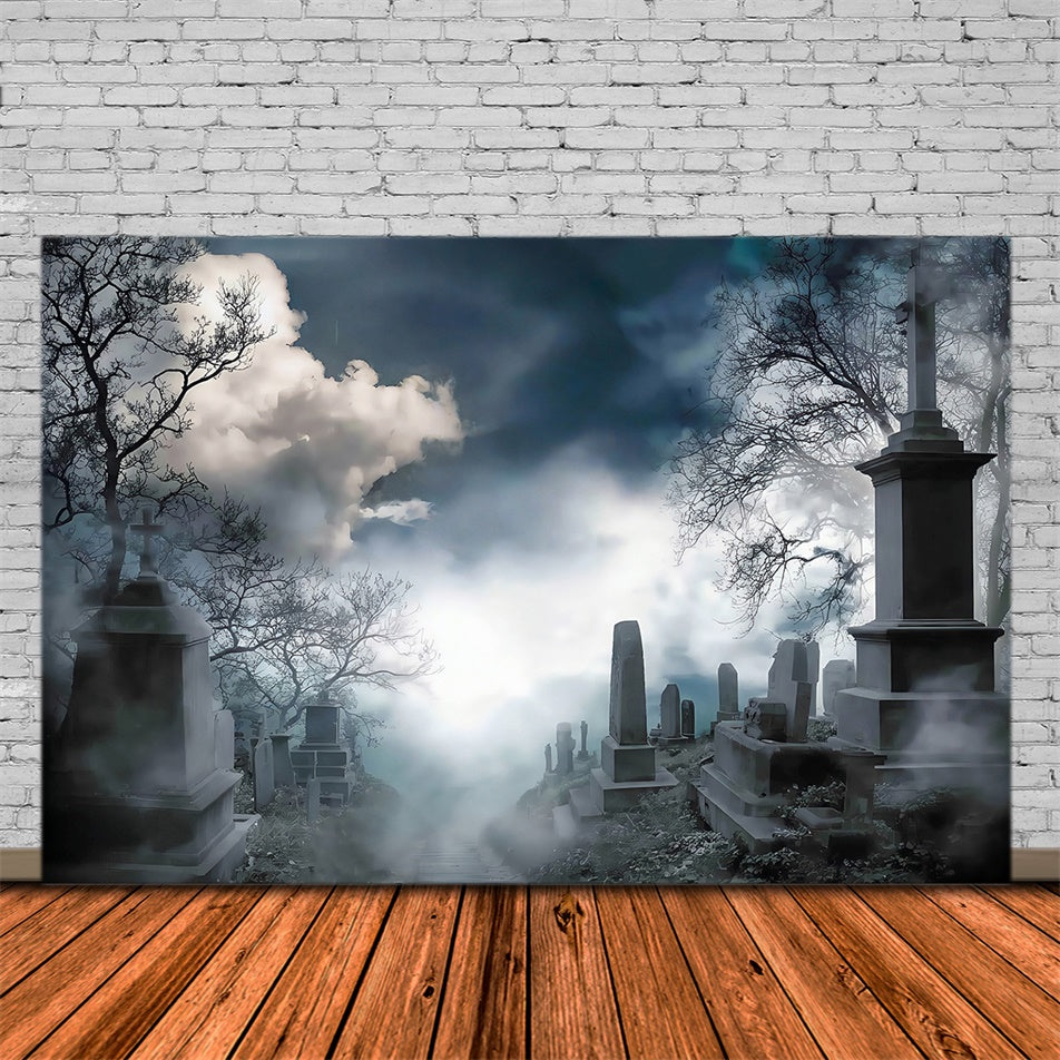 Fond halloween photo Colline Brumeuse Cimetière MRR8-26