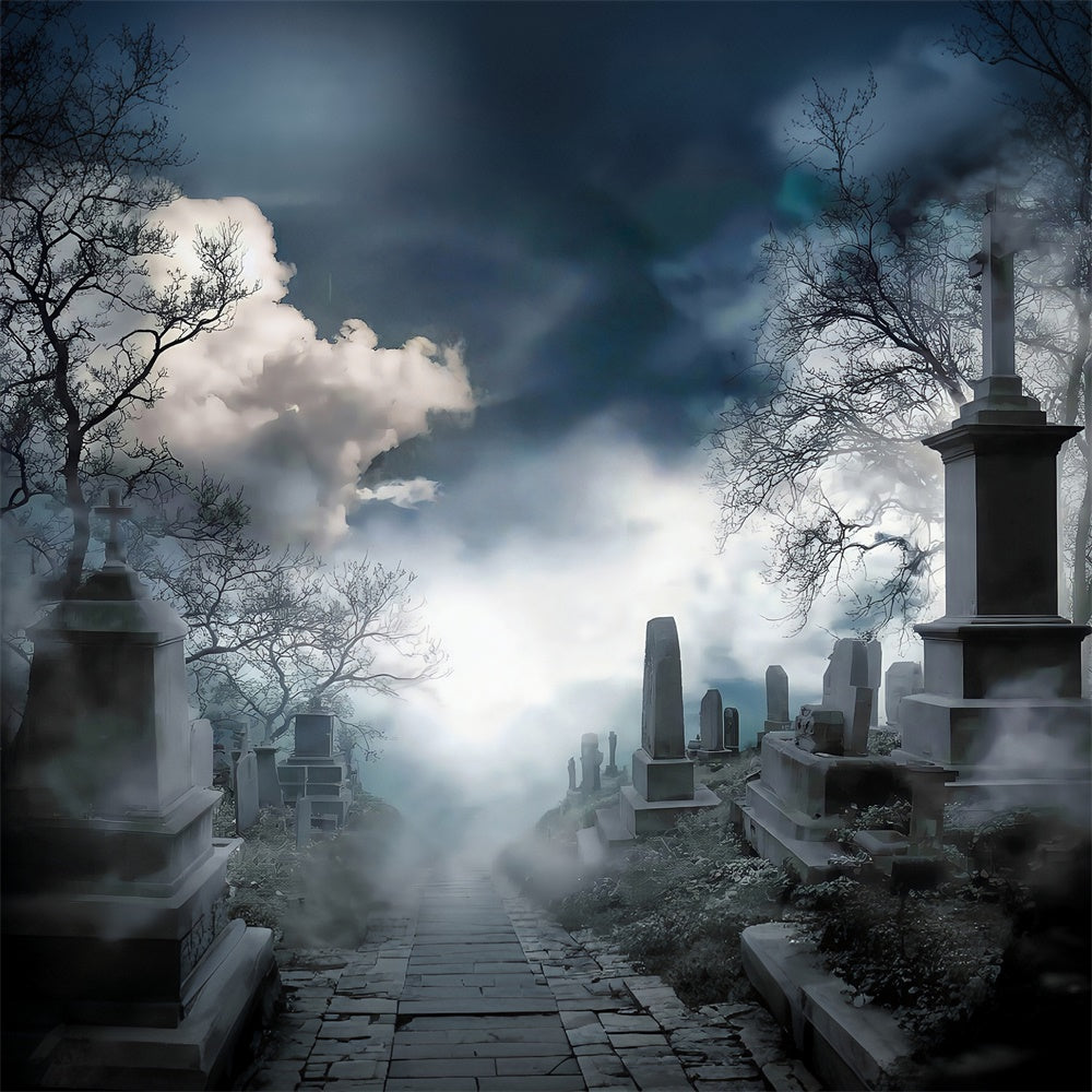 Fond halloween photo Colline Brumeuse Cimetière MRR8-26