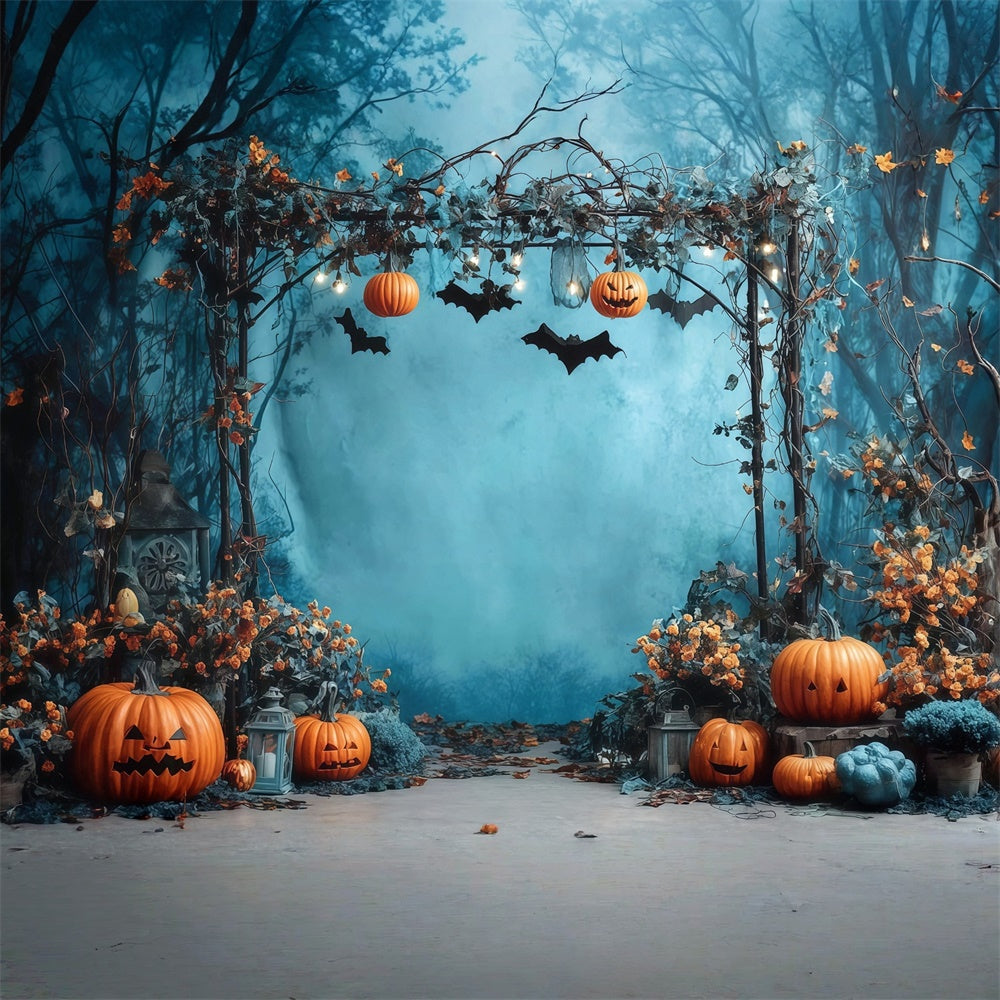 Toile de fond photo halloween Arche Forêt Crépuscule Citrouille MRR8-27