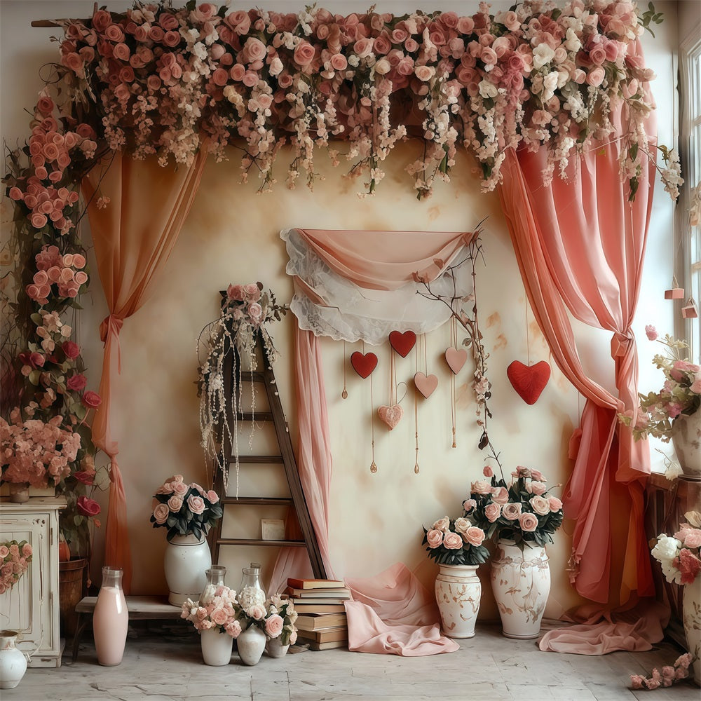 Toile de fond Saint-Valentin Cœur Floral Romantique Photo MRR8-274