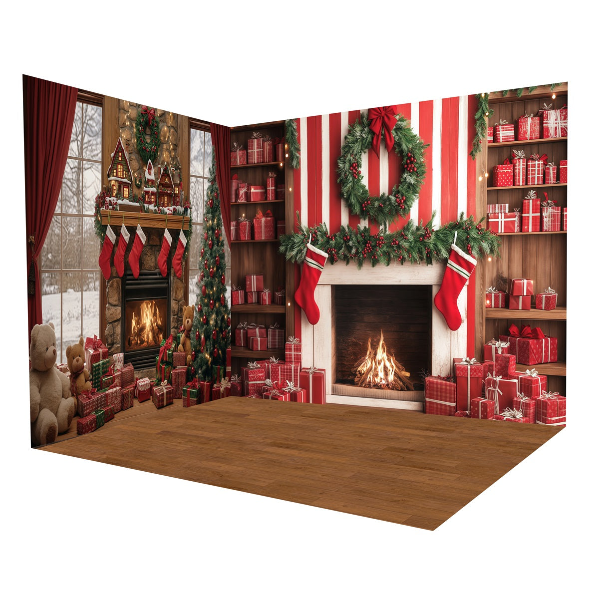 Ensemble de Salle Noël Cheminée Confort Fenêtre MRR8-277