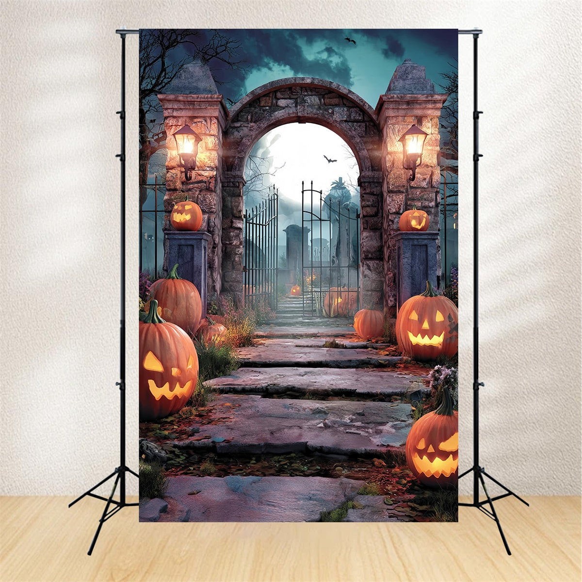 Fond photo halloween Gardien Citrouille Tombe Lugubre MRR8-39