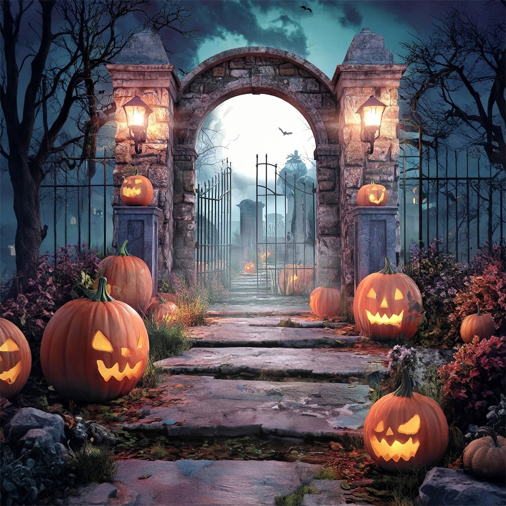 Fond photo halloween Gardien Citrouille Tombe Lugubre MRR8-39