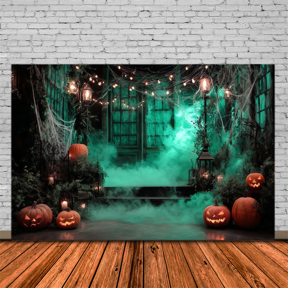 Fond studio halloween Brume Lumineuse Forêt Porte de Garage MRR8-4