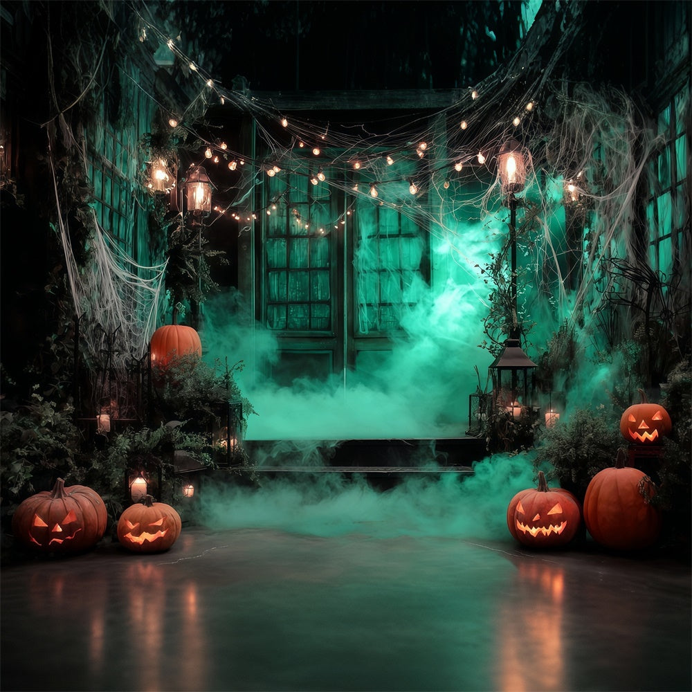 Fond studio halloween Brume Lumineuse Forêt Porte de Garage MRR8-4
