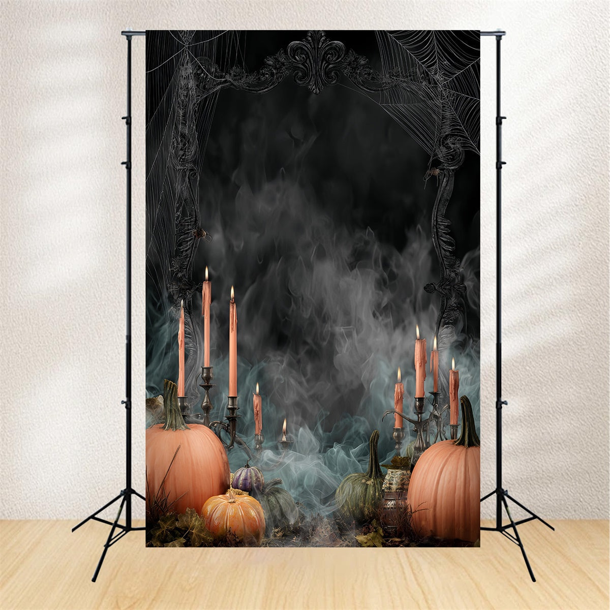 Toile de fond halloween Fumée Noire Citrouille Bougie MRR8-40