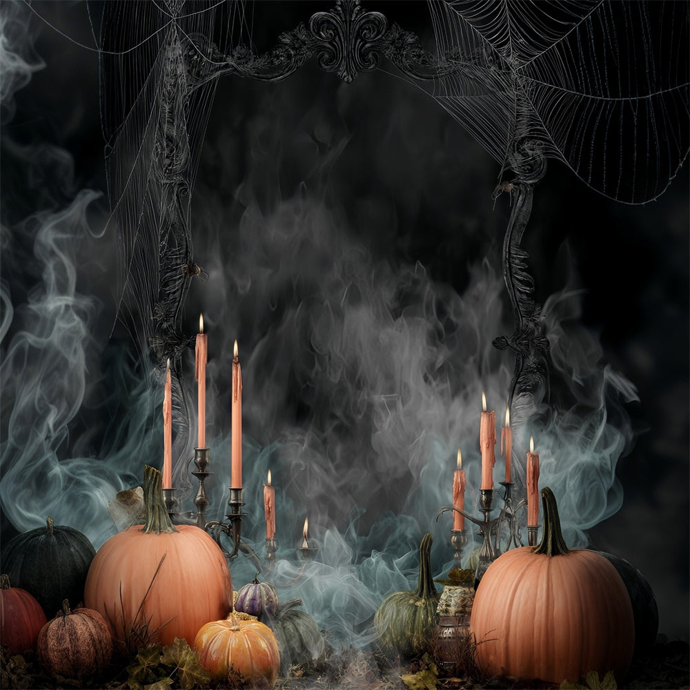 Toile de fond halloween Fumée Noire Citrouille Bougie MRR8-40