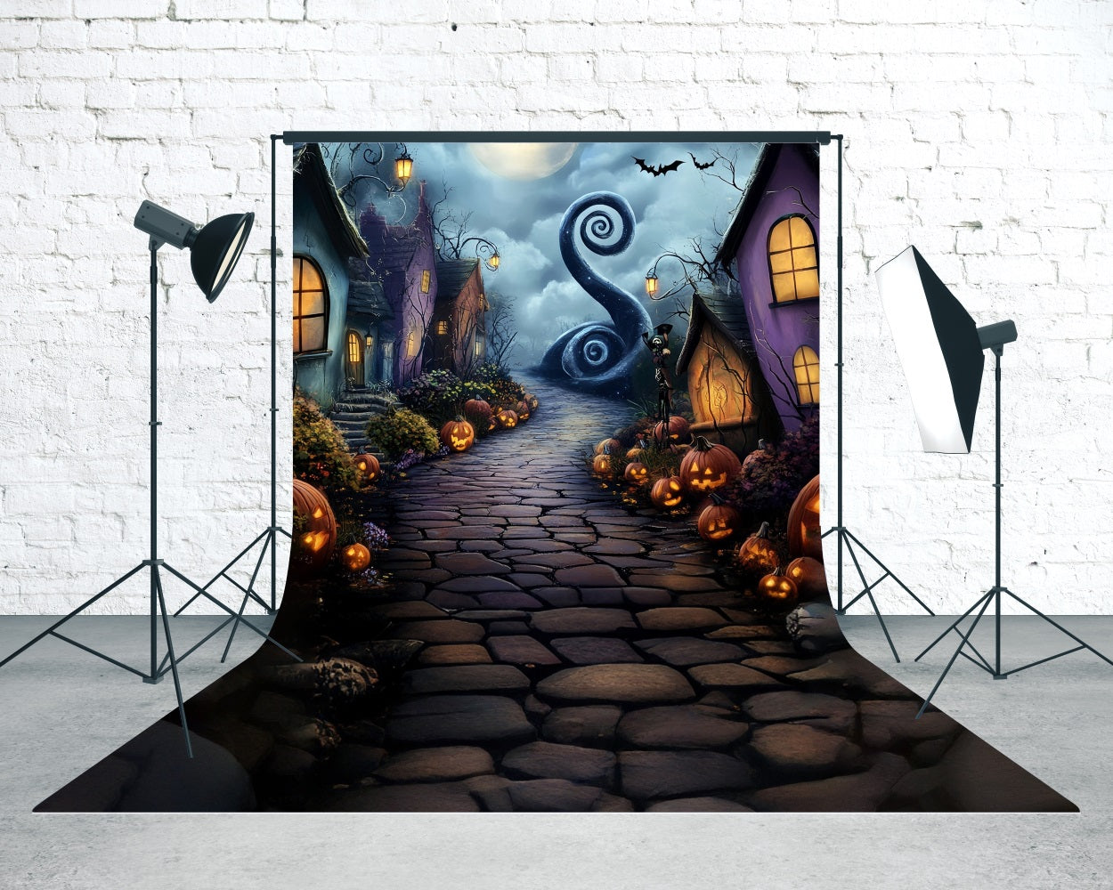 Toile de fond Sweep Halloween Photo Ville Grotesque Nuit au Clair de Lune MRR8-43