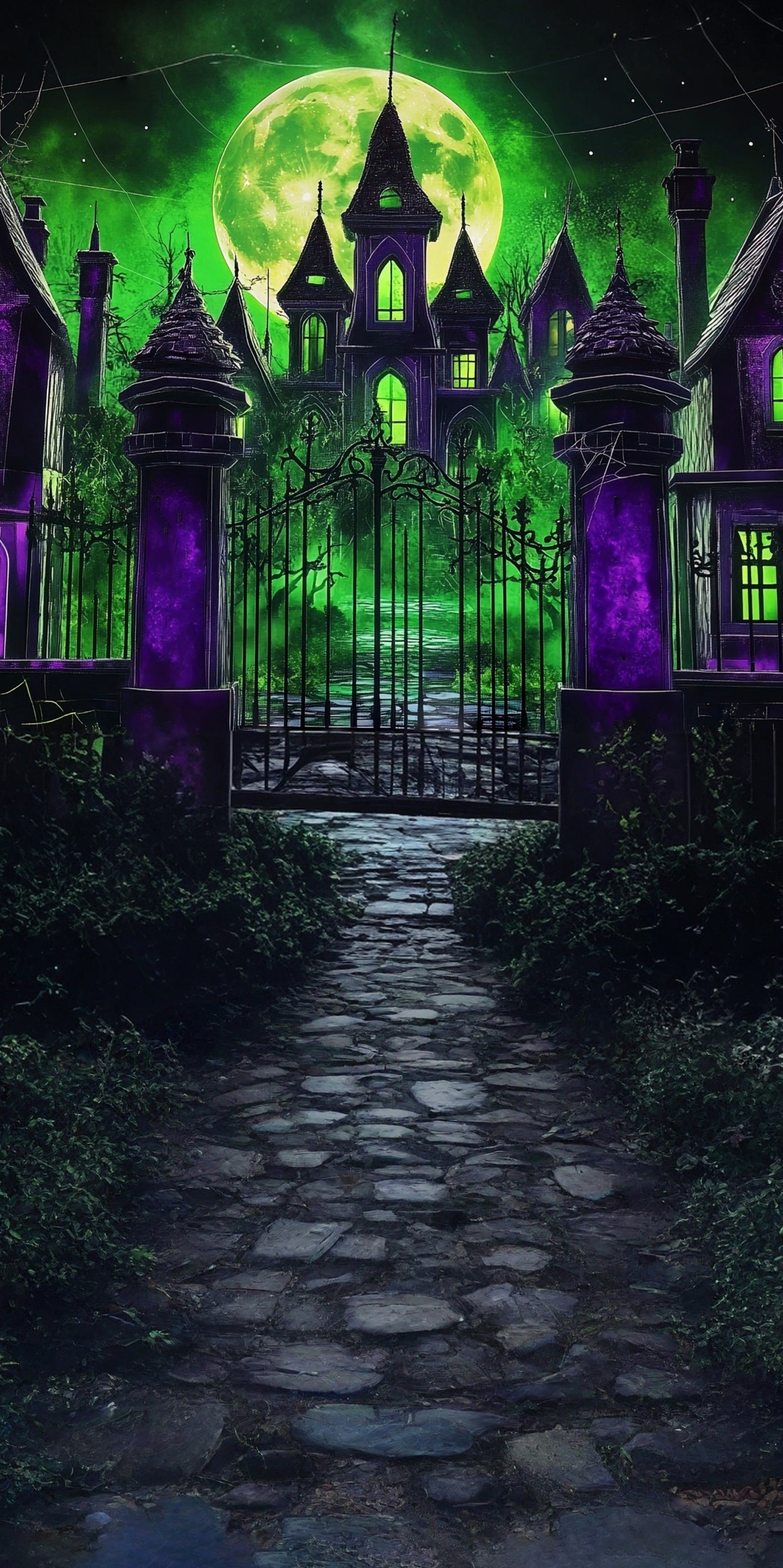 Toile de fond Sweep Halloween Porte de Garage Nuit Magique Clair de Lune Académie MRR8-59