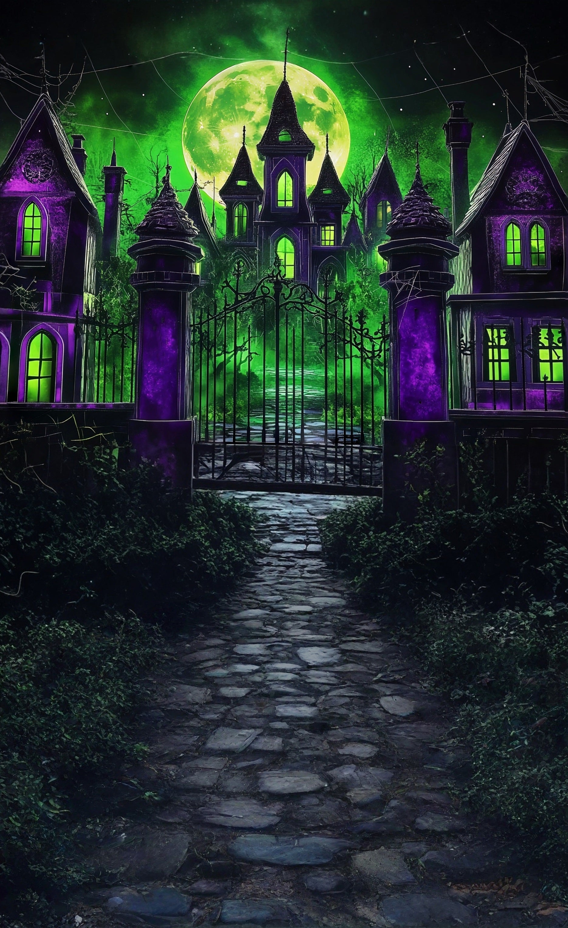Toile de fond Sweep Halloween Porte de Garage Nuit Magique Clair de Lune Académie MRR8-59