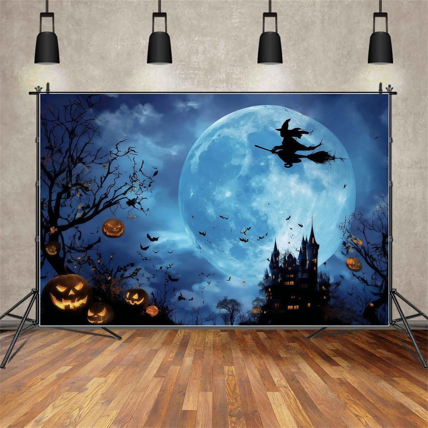Fond photo halloween Château Sorcière Forêt Mystique MRR8-7
