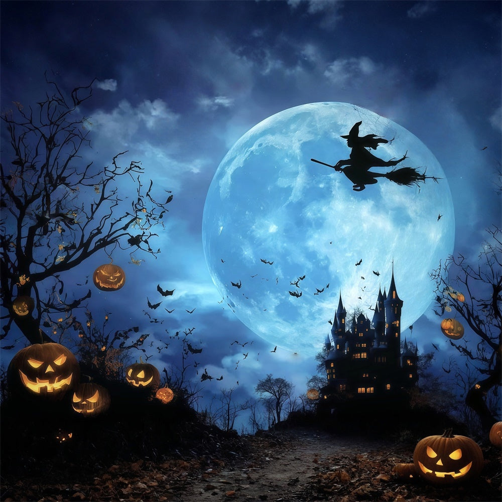 Fond photo halloween Château Sorcière Forêt Mystique MRR8-7