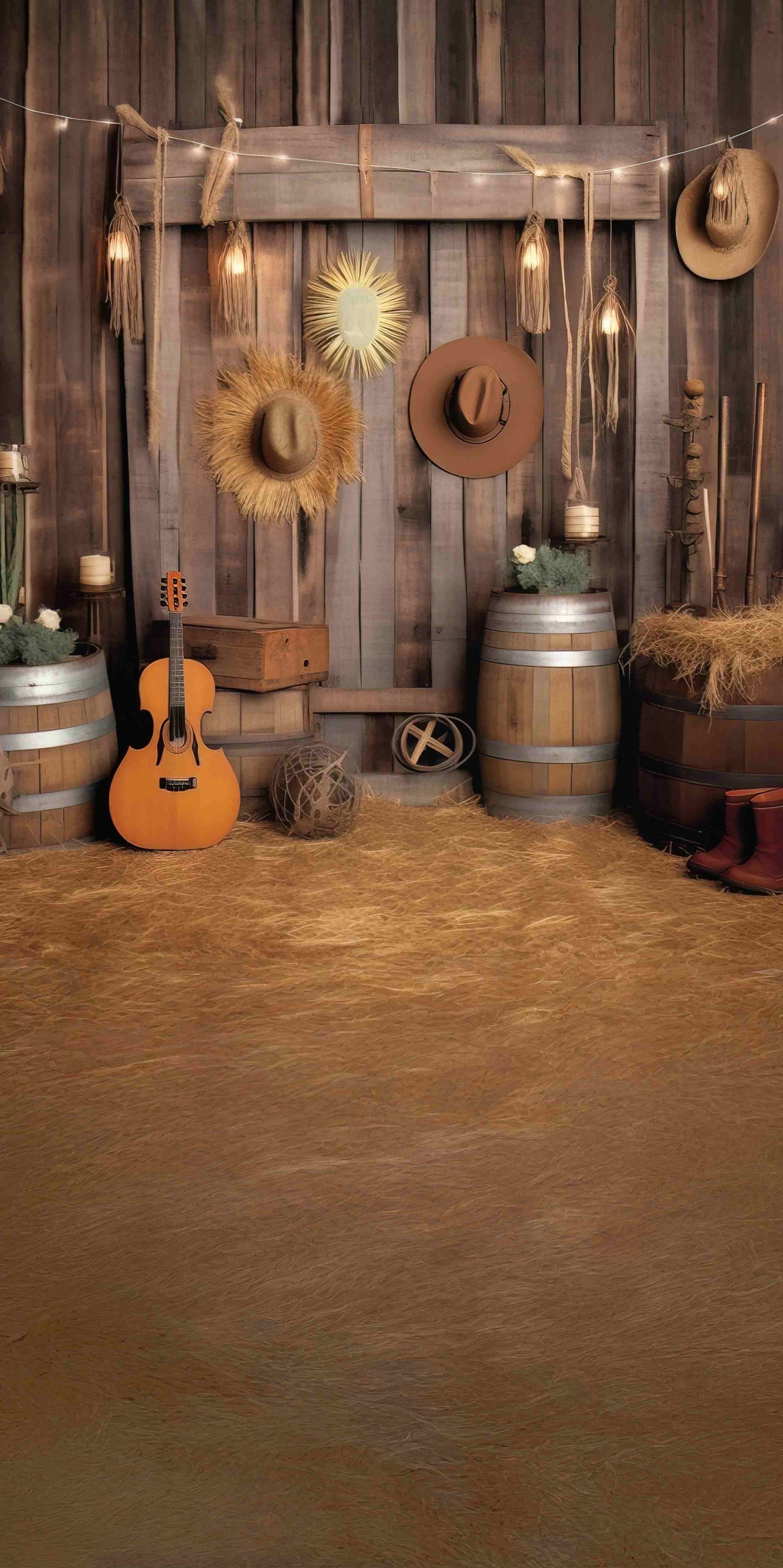 Toile de fond Sweep Cowboy Grange Guitare Récolte MRR8-78