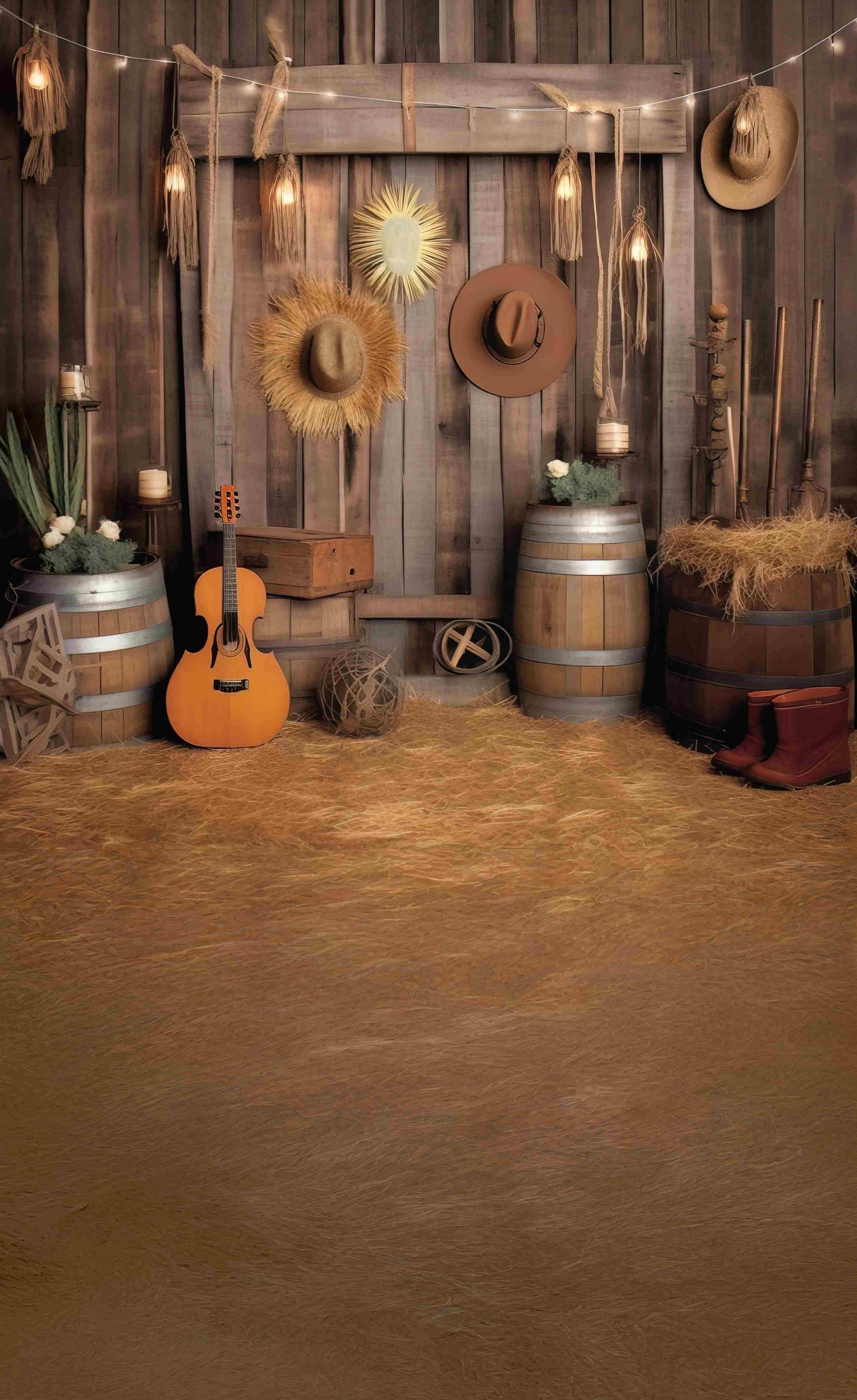 Toile de fond Sweep Cowboy Grange Guitare Récolte MRR8-78