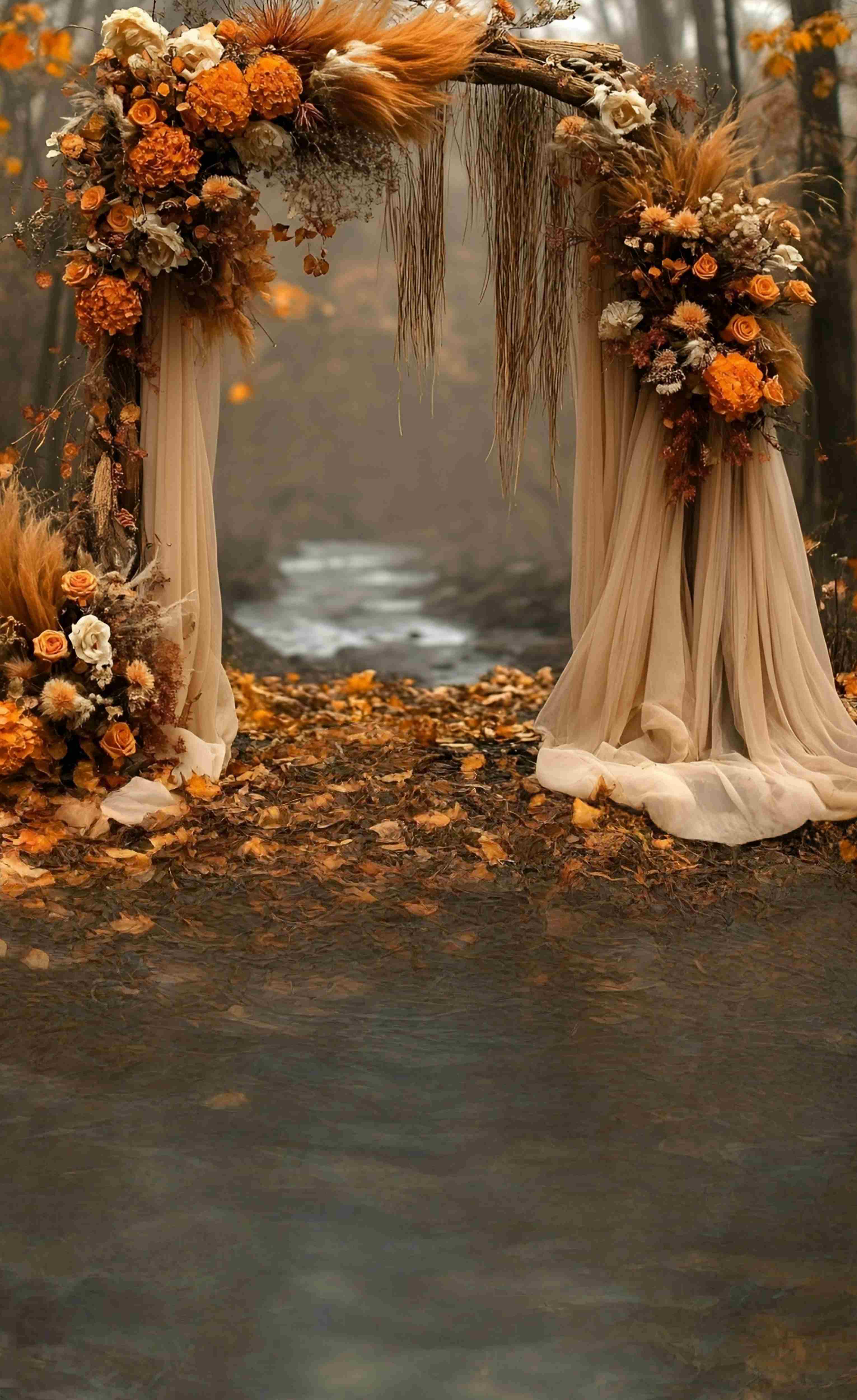 Toile de fond Sweep Automne Photo Rivière Romantique Arche Rustique MRR8-81