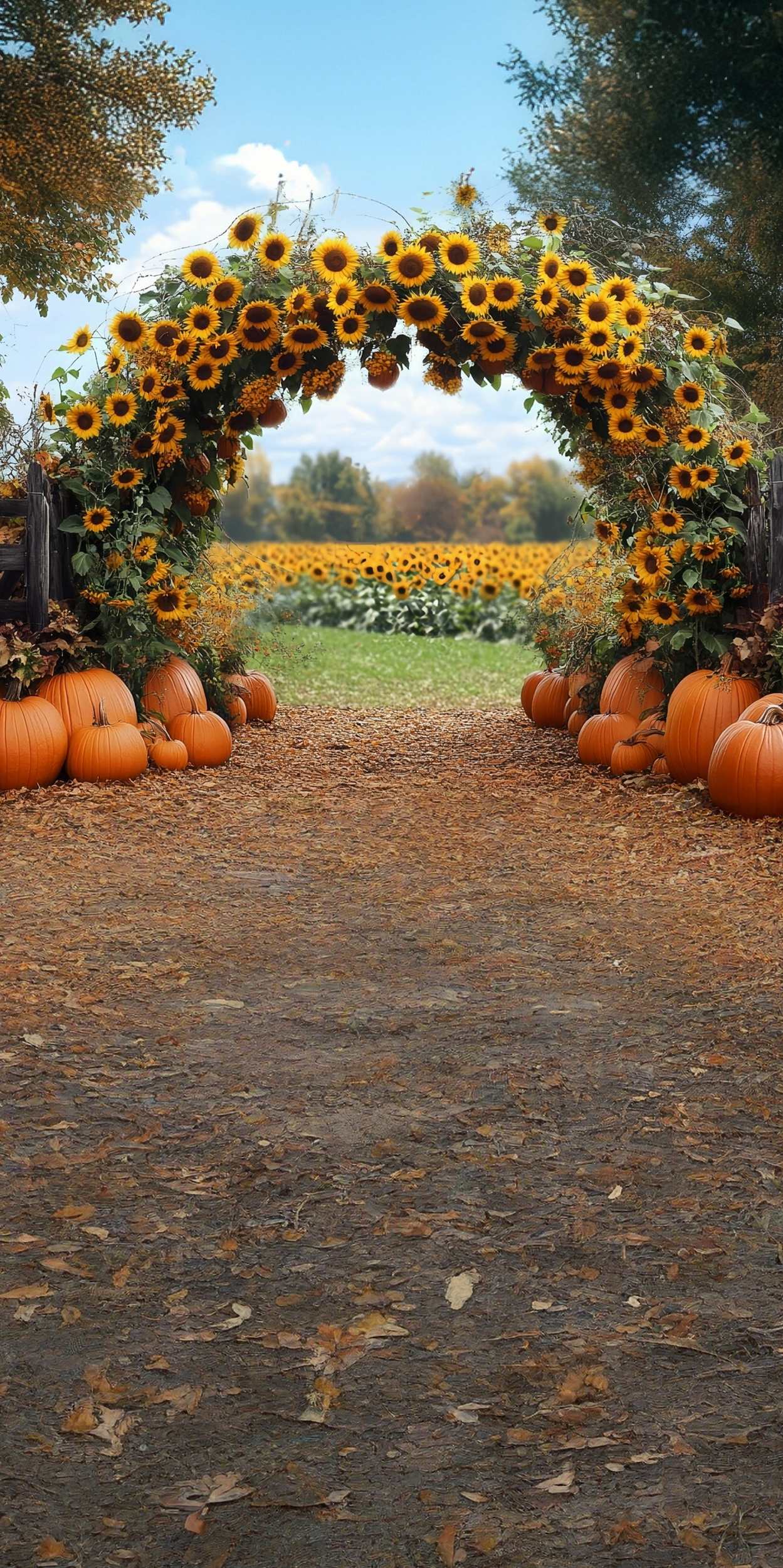 Toile de fond Sweep Automne Arche Tournesols Citrouilles MRR8-86