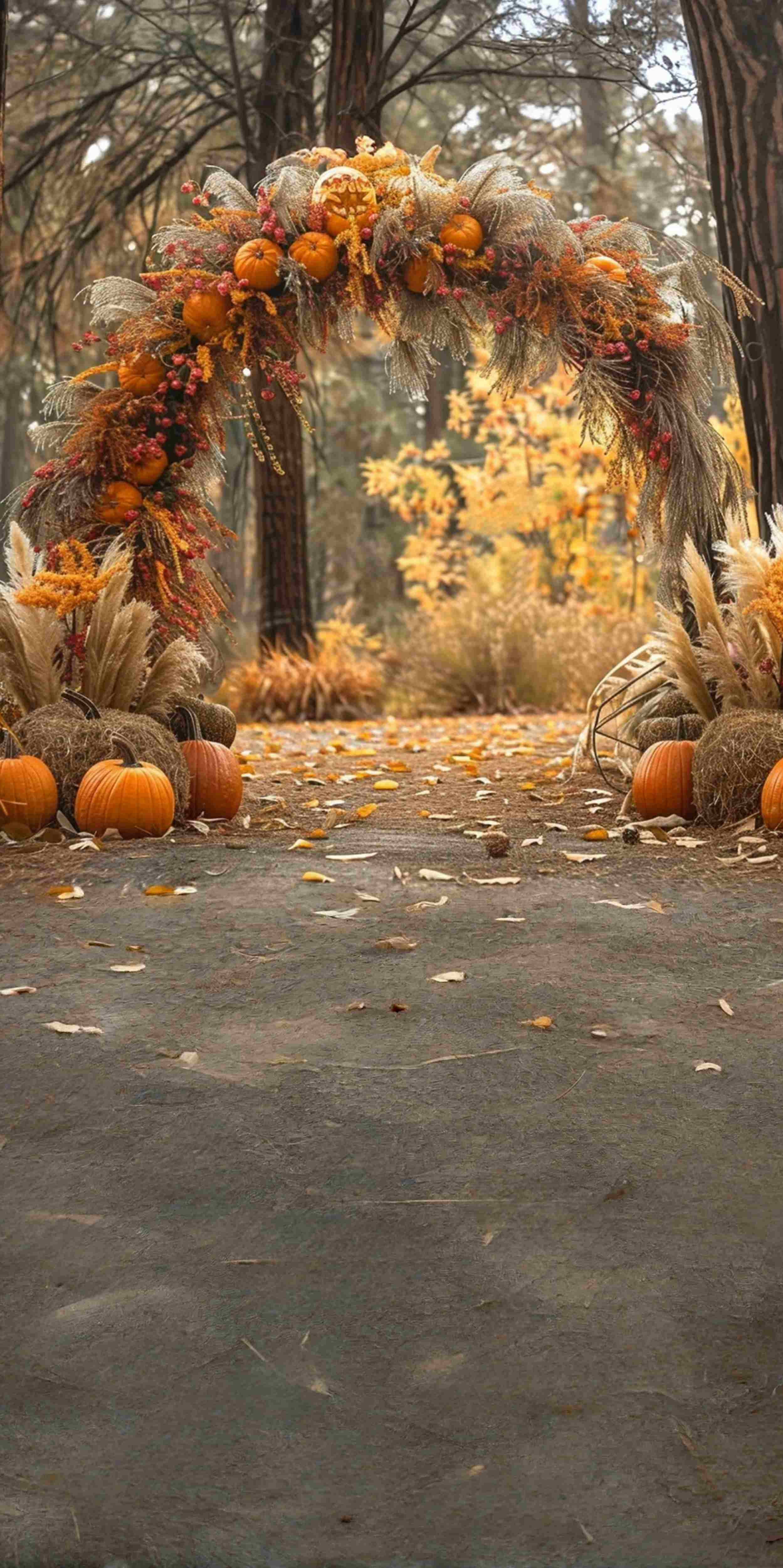 Toile de fond Sweep Automne Arche Forêt Cérémonie MRR8-89