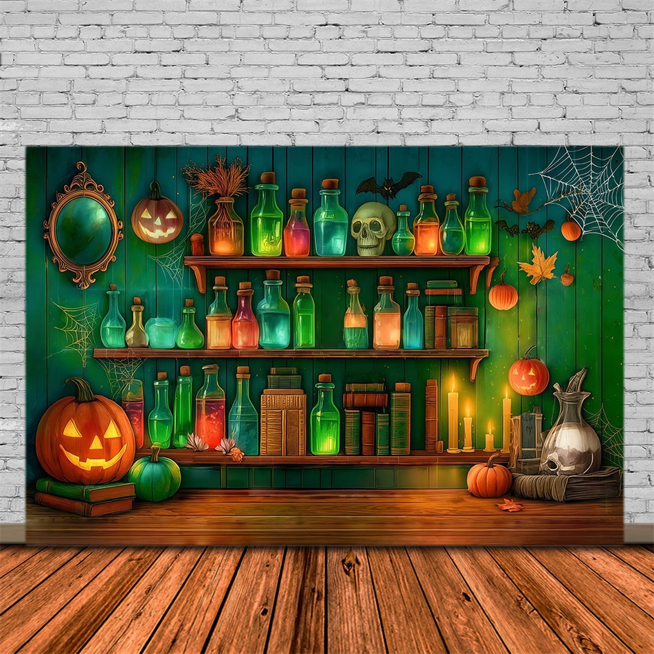 Toile halloween Mur Vert Réactif Chimique Crâne MRR8-9
