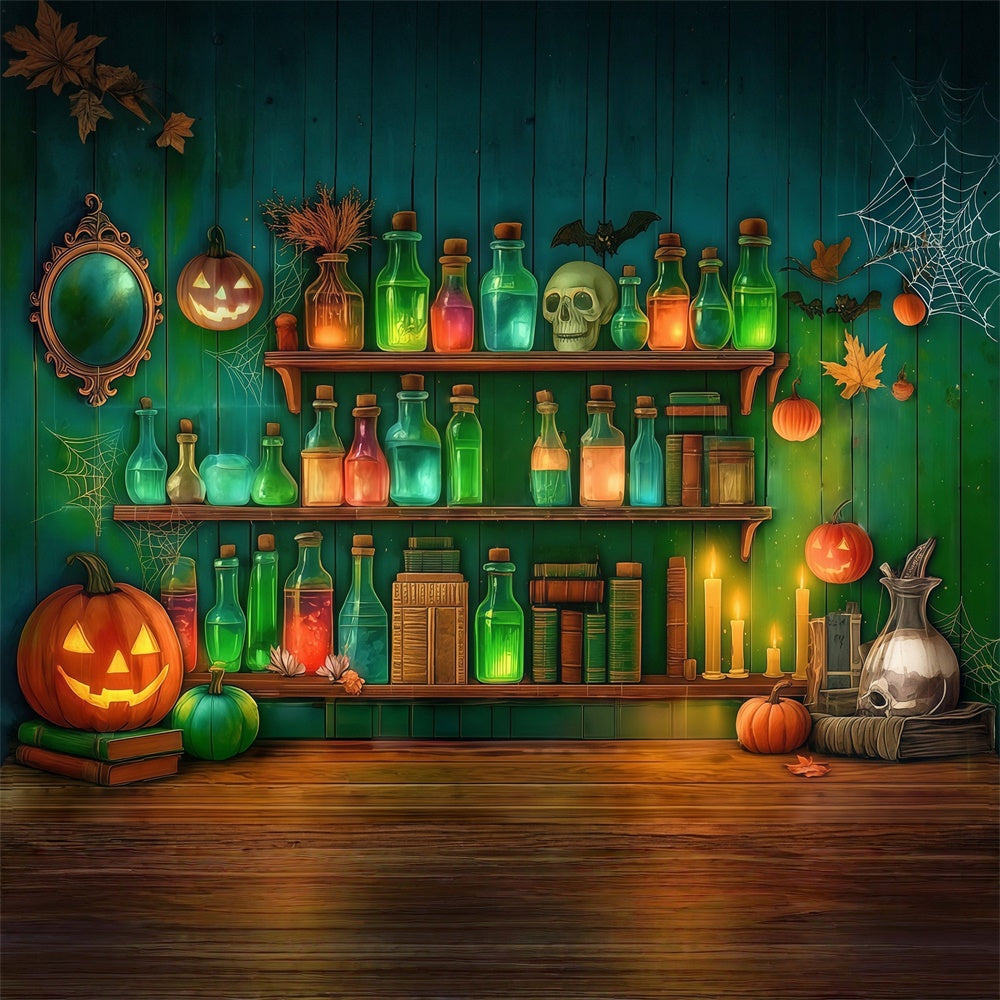 Toile halloween Mur Vert Réactif Chimique Crâne MRR8-9