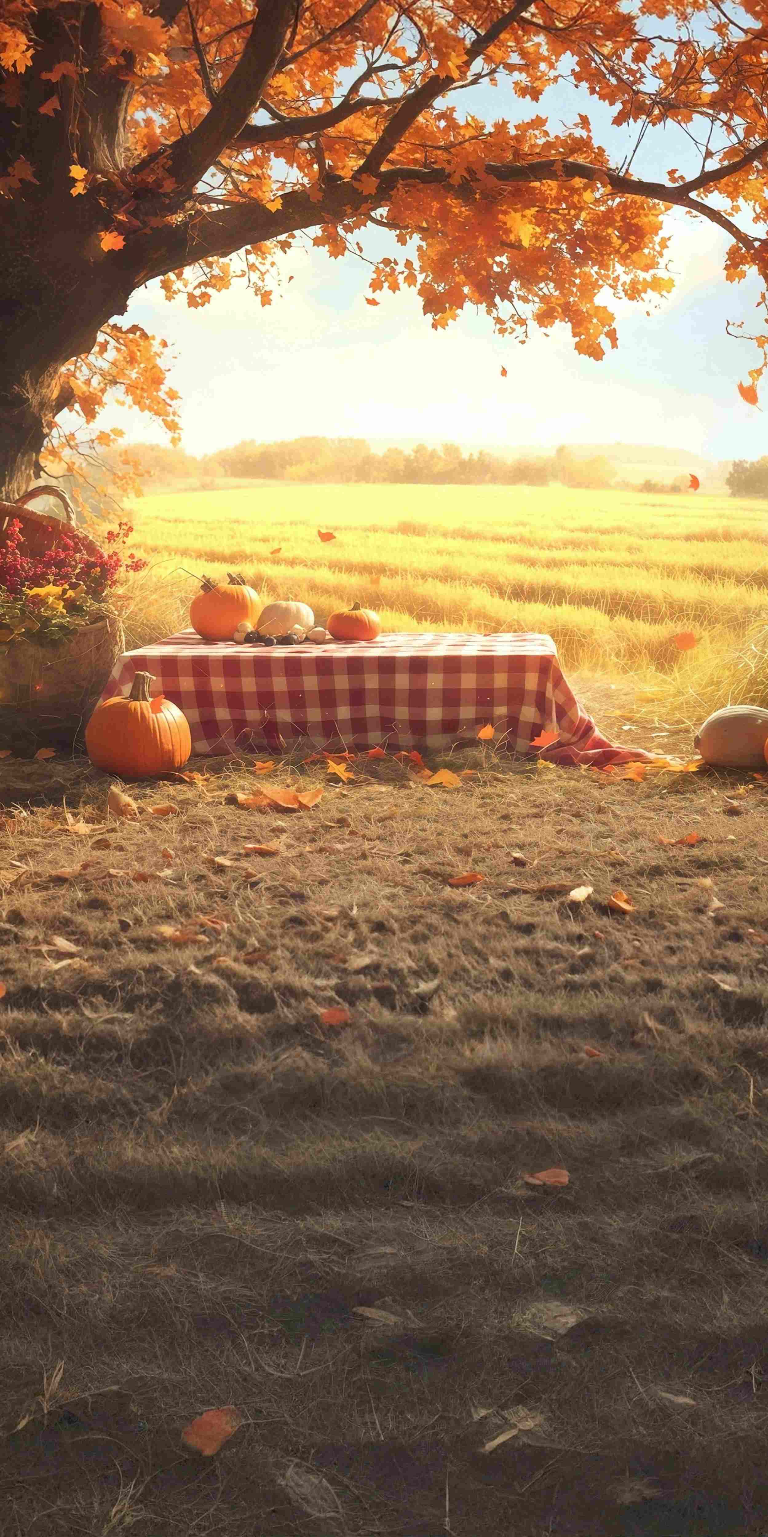 Toile de fond Sweep Automne Champ de Récolte Scène de Pique-Nique MRR8-99