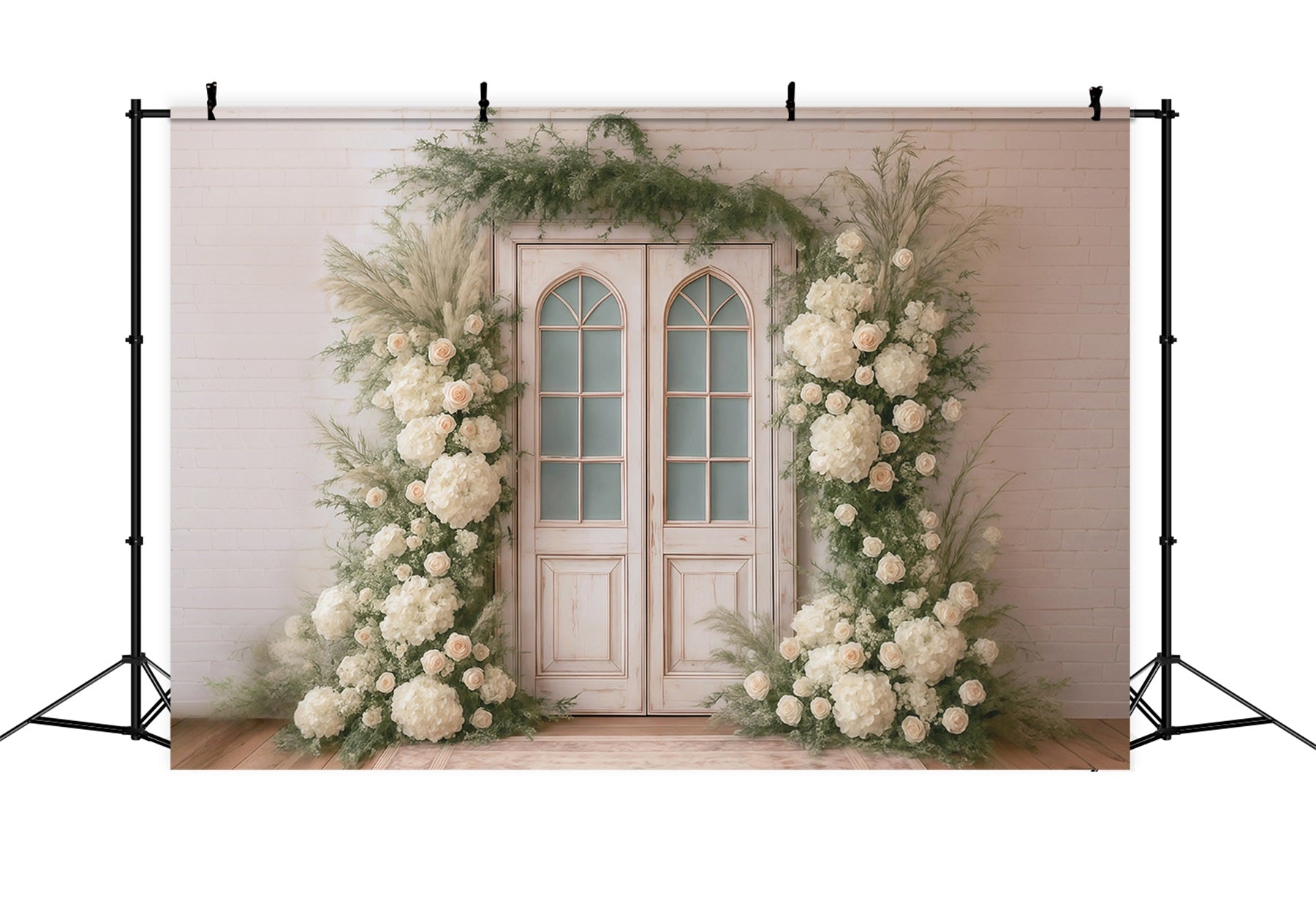 Toile de fond Printemps Roses Blanches Porte Vintage Fleurs MRR9-1