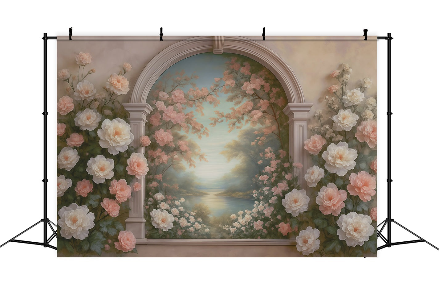 Toile de fond Vintage Mur Arche Florale Pastel Lac Antique MRR9-107