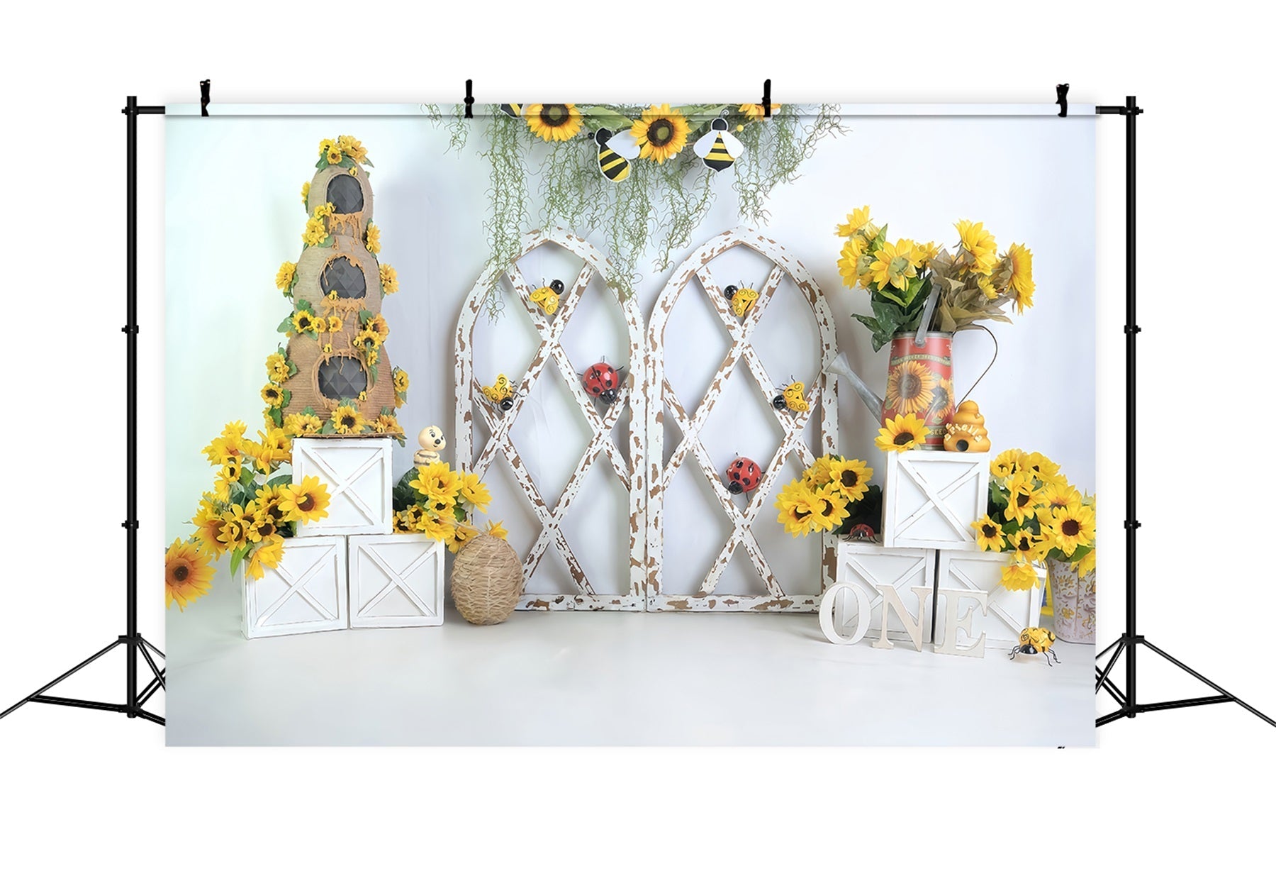 Toile de fond Enfants Jardin Rustique Tournesols Nouveau-né Photo MRR9-112