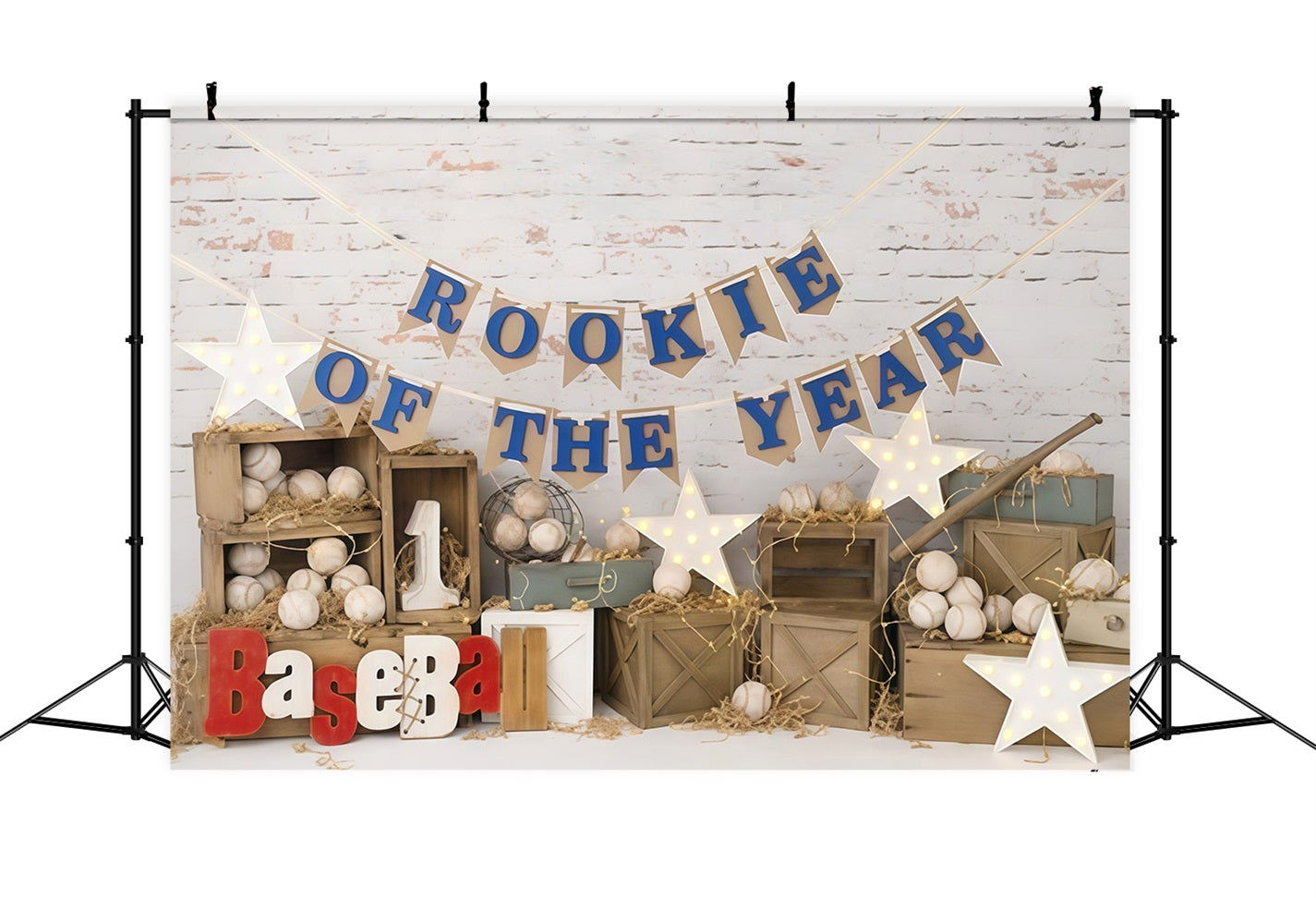 Toile de fond 1er Anniversaire Baseball Rookie Smash Cake Célébration MRR9-117
