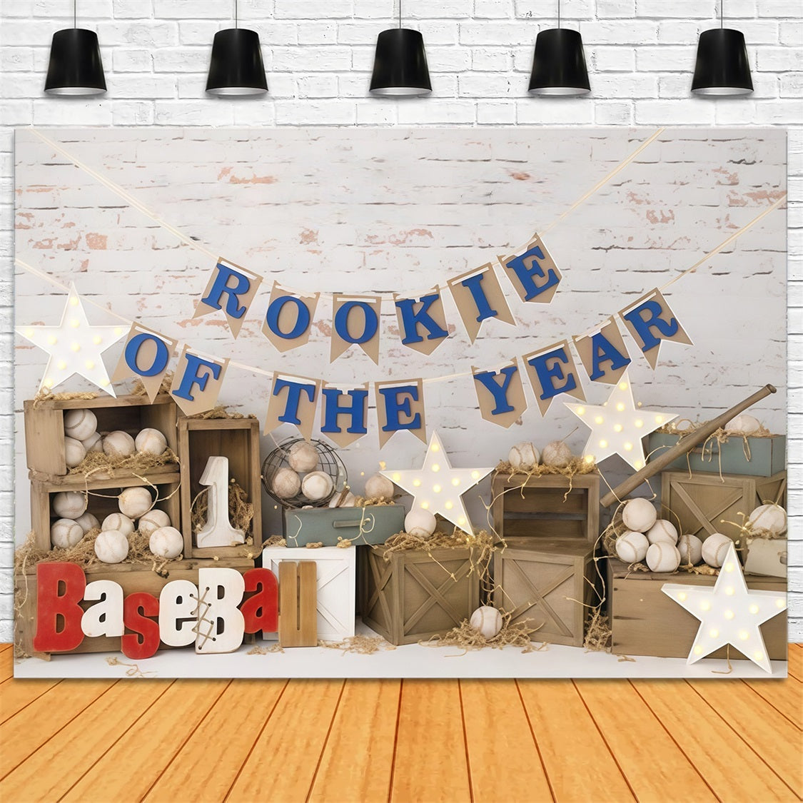 Toile de fond 1er Anniversaire Baseball Rookie Smash Cake Célébration MRR9-117