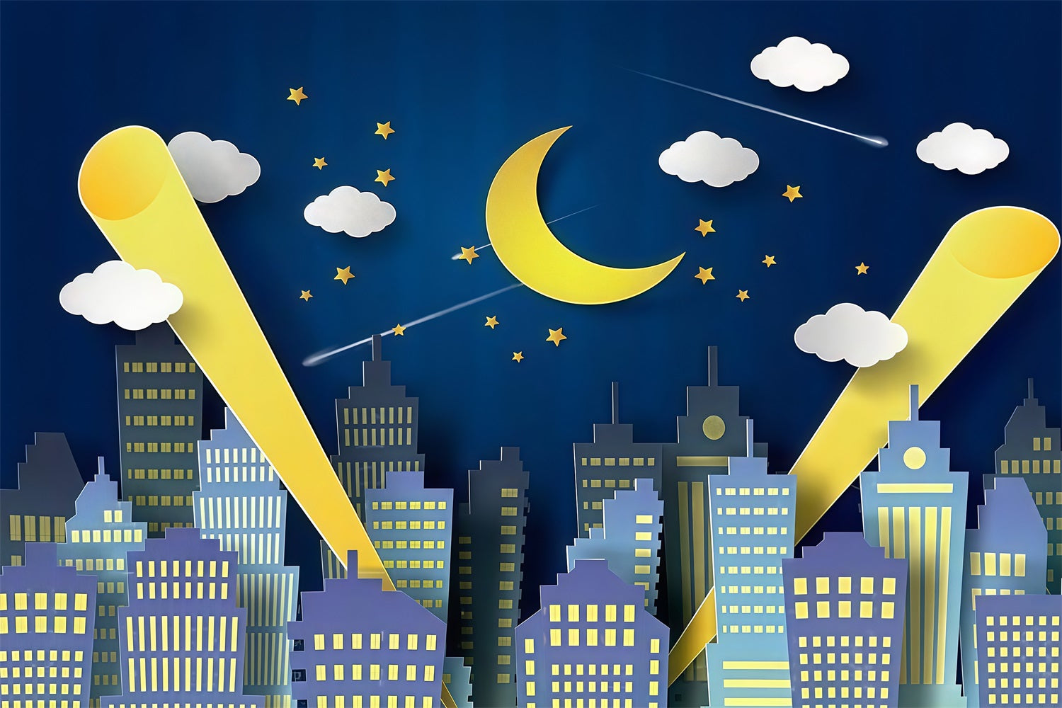 Toile de fond Nouveau-né Ville Nocturne Ligne d’Horizon Clair de Lune Enfants MRR9-128