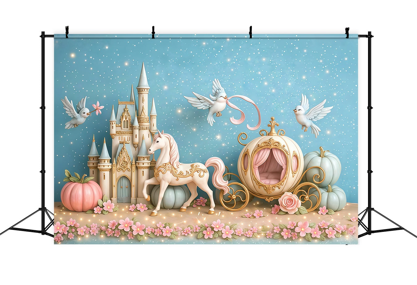 Toile de fond Conte de Fées Carrosse Château Nouveau-né MRR9-16