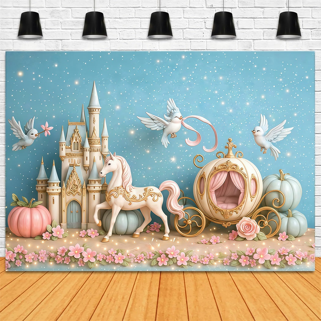 Toile de fond Conte de Fées Carrosse Château Nouveau-né MRR9-16