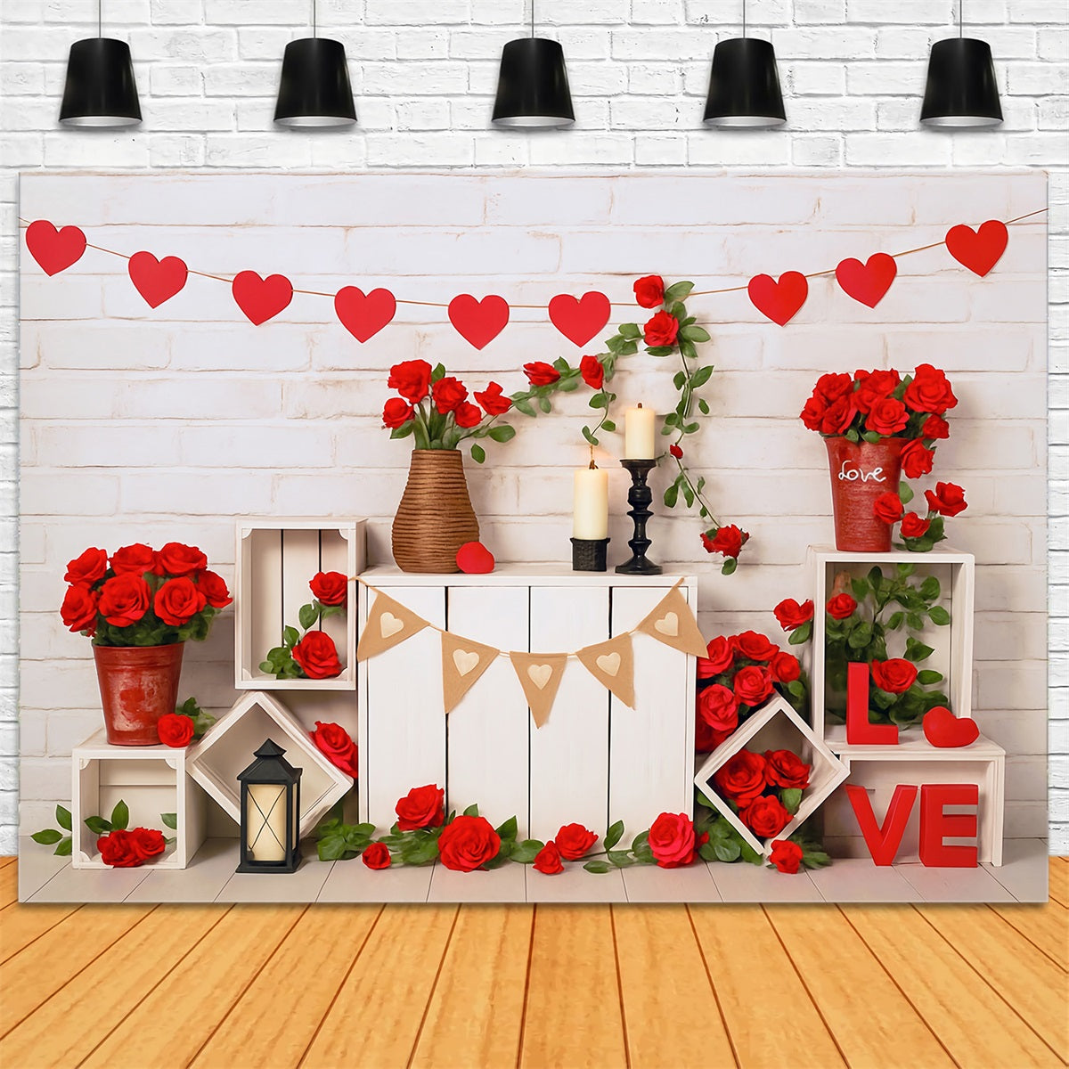 Toile de fond Saint-Valentin Roses Rouges Cœurs Décor Amour MRR9-2