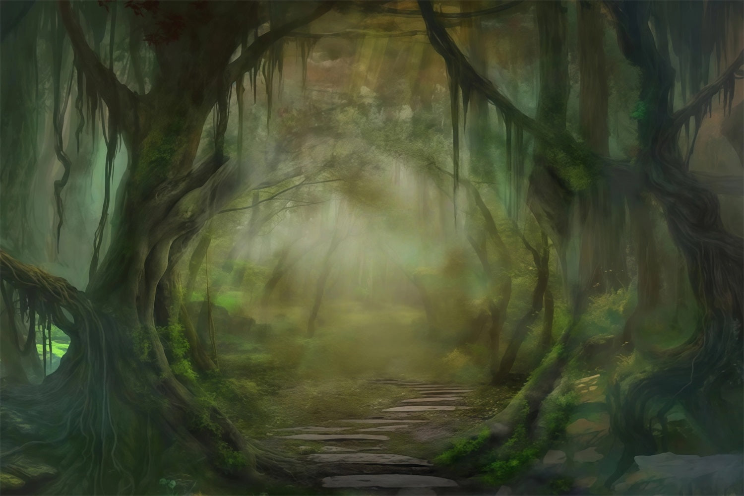 Toile de fond Forêt Enchantée Allée Brumeuse MRR9-22