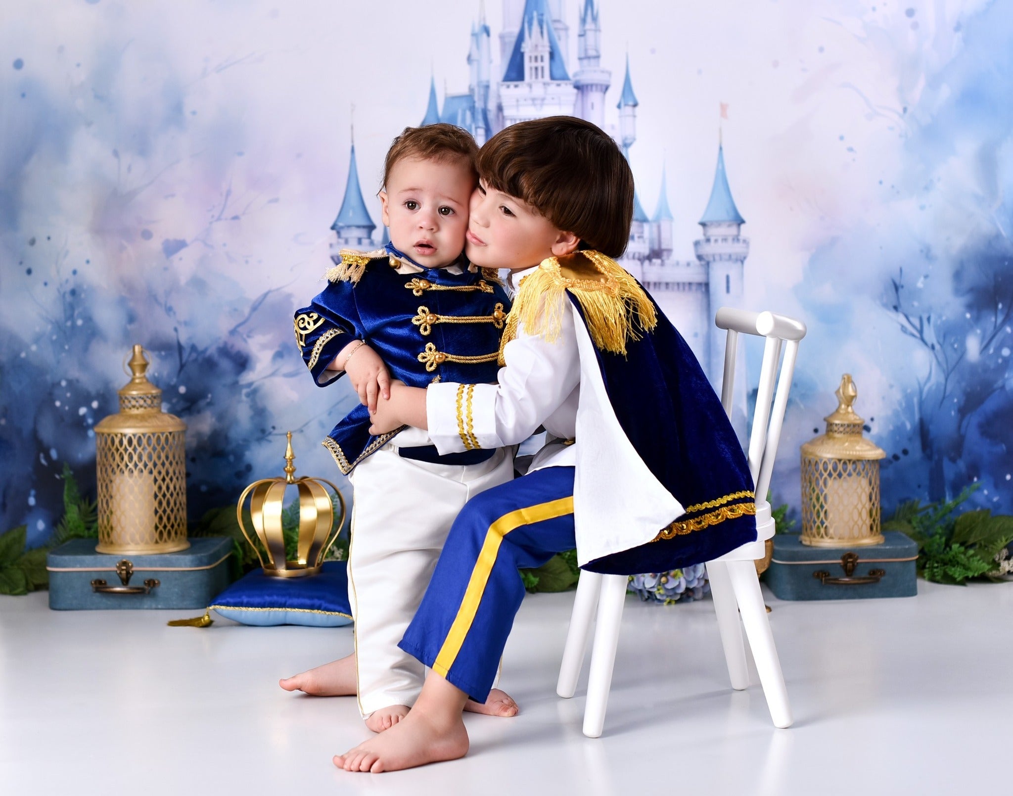 Toile de fond Bébé Tours Bleues Château Conte de Fées MRR9-23