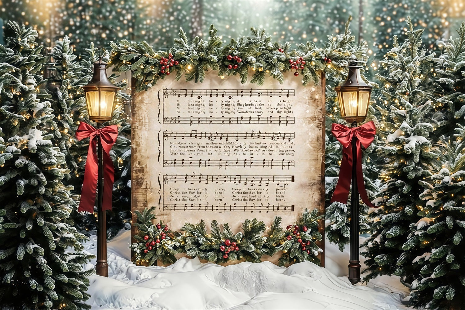 Toile de fond Noël Chant de Noël Neige Joy To The World MRR9-24