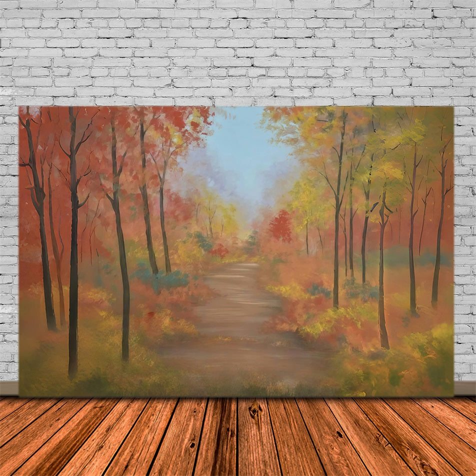 Toile de fond Automne Forêt Colorée Sentier d’Automne MRR9-30