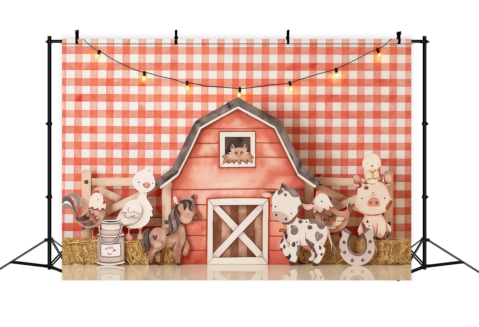 Toile de fond Bébé Ferme Animaux Dessinés Grange MRR9-31