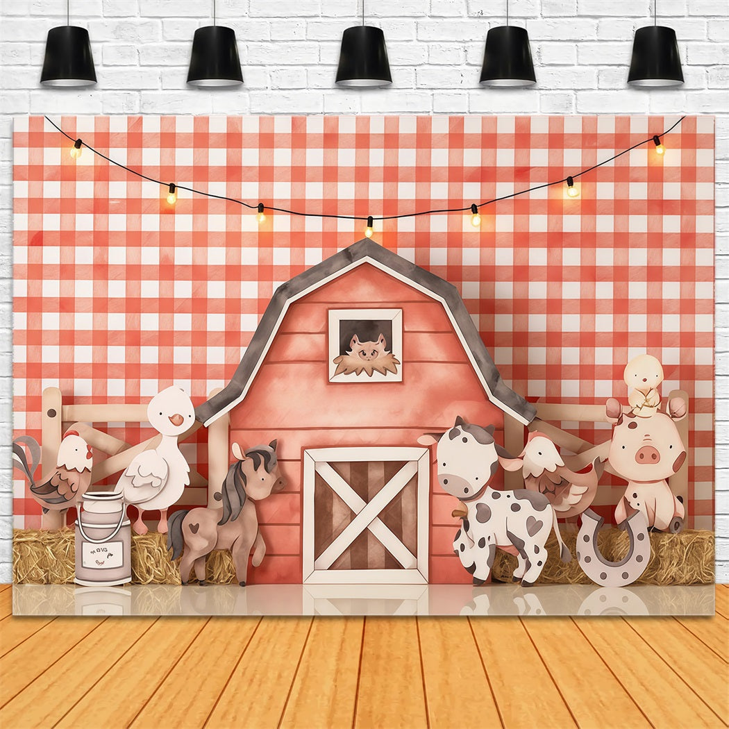Toile de fond Bébé Ferme Animaux Dessinés Grange MRR9-31
