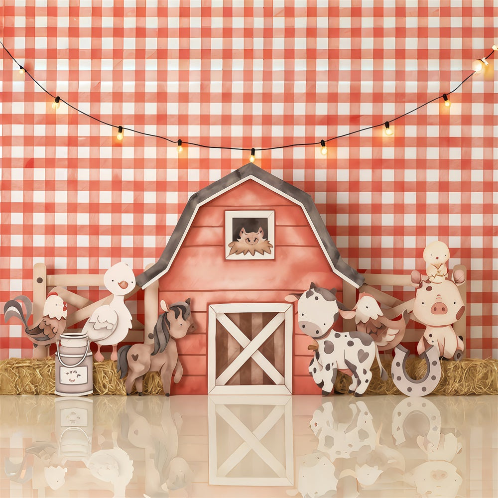 Toile de fond Bébé Ferme Animaux Dessinés Grange MRR9-31