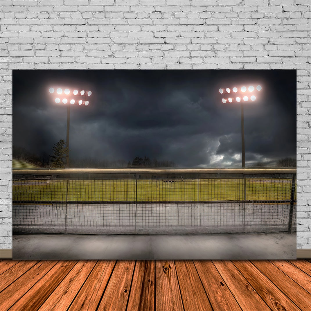 Toile de fond Sport Terrain de Football Stade Ciel Sombre MRR9-32
